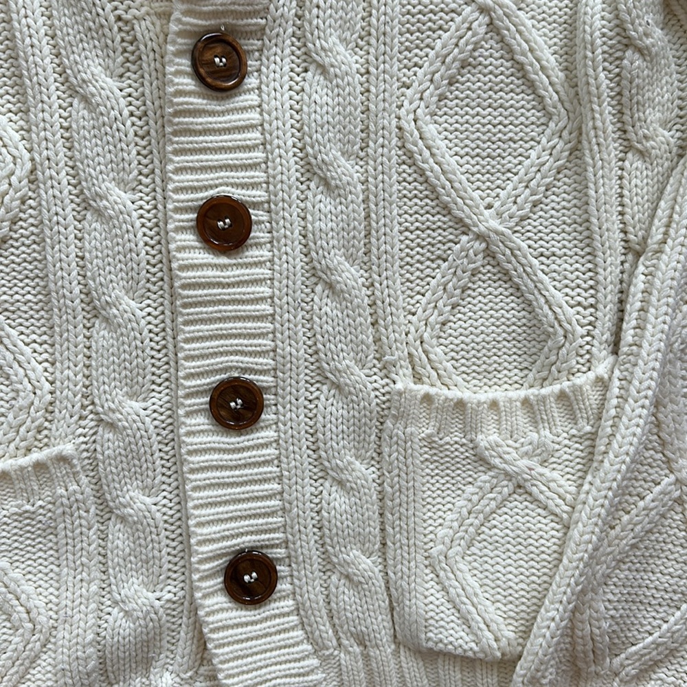 Vtg Kmart fisherman cable knit cardigan sweater - Picture 3 of 4